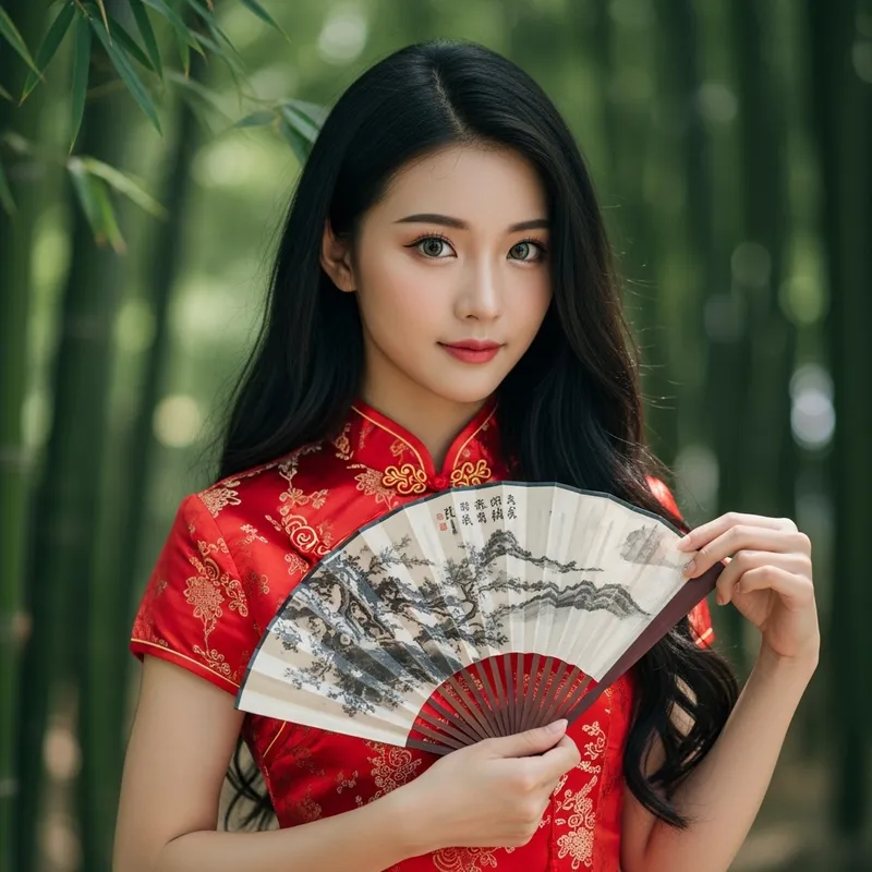 Beautiful Chinese Girl in Traditional Cheongsam Beautiful Chinese Girl in Traditional Cheongsam