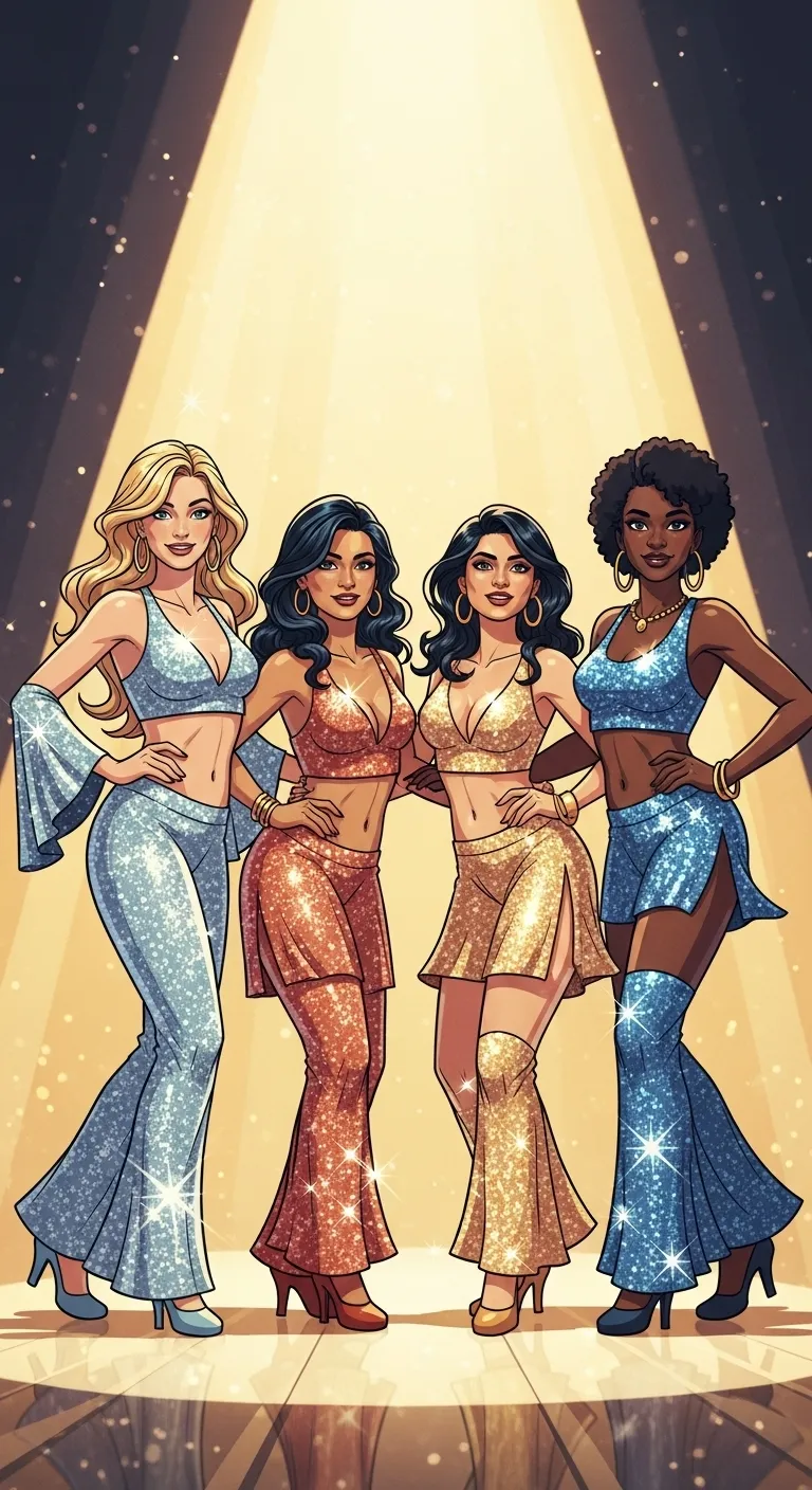 Groovy 70s Disco Dance Showcase by Four Energetic Female Dancers