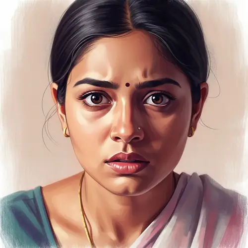 Intense Gaze: South Asian Female Portrait with High-Key Lighting