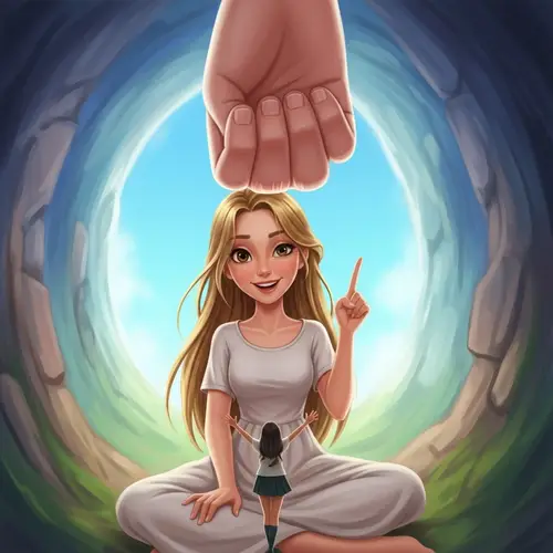 Whimsical Giant Woman Animated Scene - Enchantment & Joy