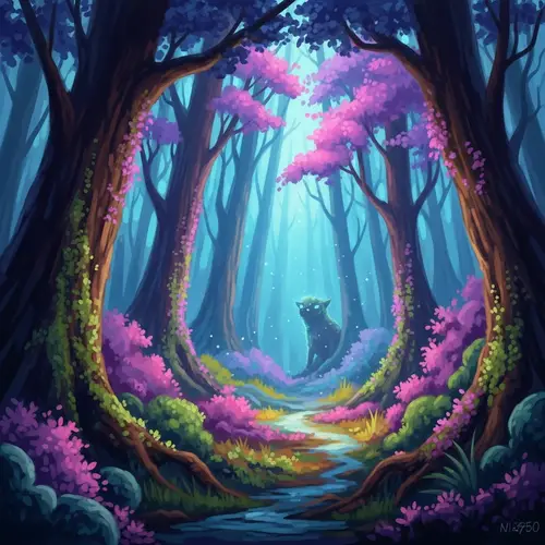 Mystical Forest with Hidden Creature | Ethereal Nature Fantasy