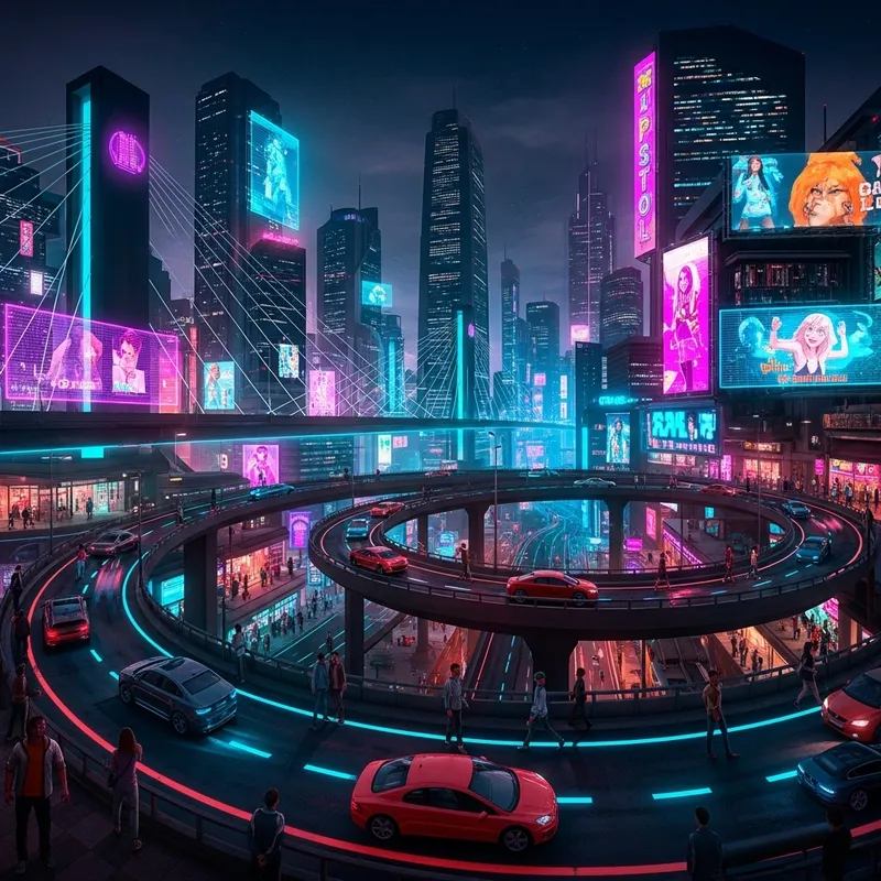 Neon Cyberpunk Cityscape: A Futuristic Night Scene Neon Cyberpunk Cityscape: A Futuristic Night Scene