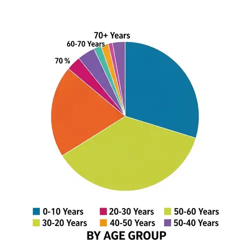 Colorful Pie Chart of India's Population Distribution by Age Groups