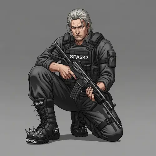 Man with Spas-12 and Bulletproof Vest