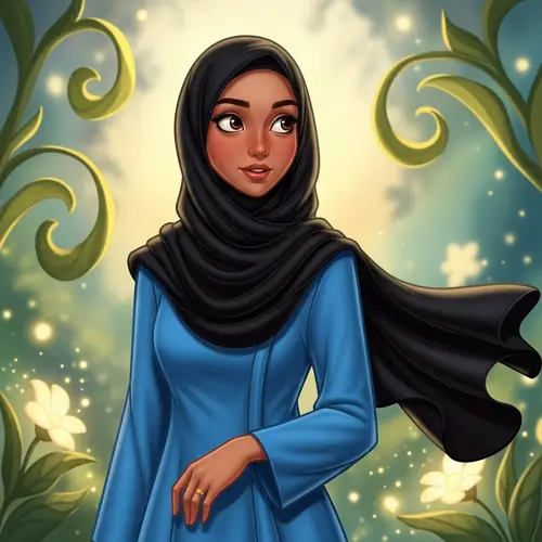 Malay Student in Fairytale Style with Baju Kebaya and Hijab