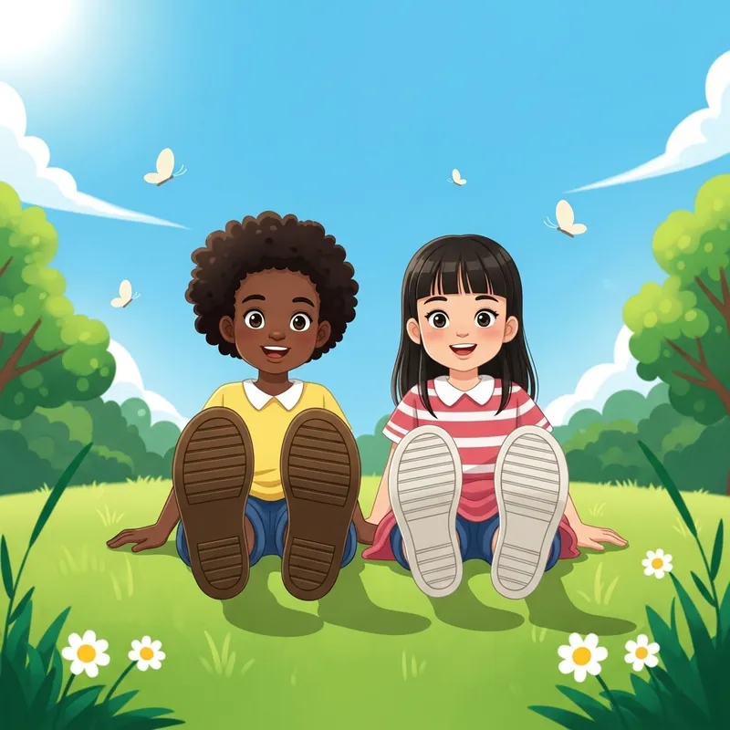 Colorful Girls Playing Outdoors on Sunny Day