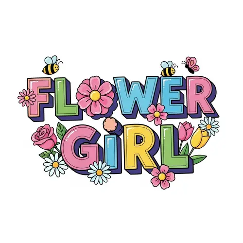 Captivating Flower Girl Typography Design