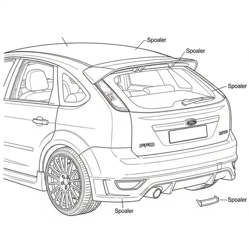 Detailed Blueprint of Ford Focus MK2 with Spoiler