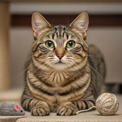 Silky Fur and Green Eyes: Graceful Domestic Cat Image