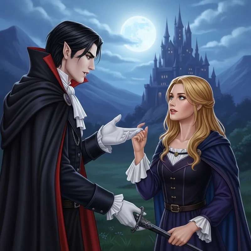 Enchanting Vampire Scene Under Moonlight