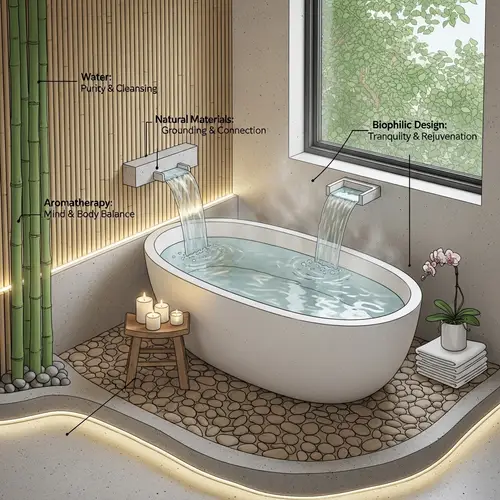 Water and Wellness: Serene Bath Space for Balance & Harmony