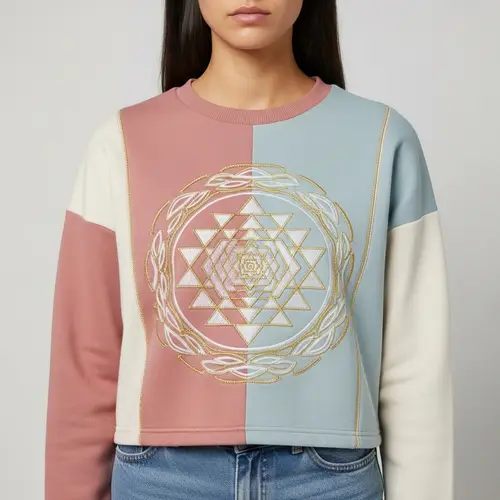 Women's Light Sweatshirt with Sri Yantra Embroidery | Futuristic Fashion