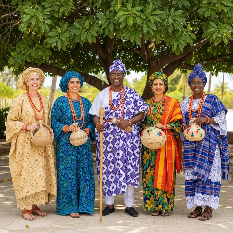 Yoruba Man and His Four Wives: Cultural Diversity in Traditional Attires