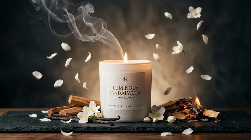 Luminous Sandalwood Luxury Candle - Elegance in 8K