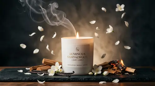 Luminous Sandalwood Luxury Candle - Elegance in 8K