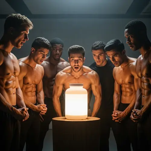 Diverse Men Admiring Nutritional Supplements | Fitness & Nutrition