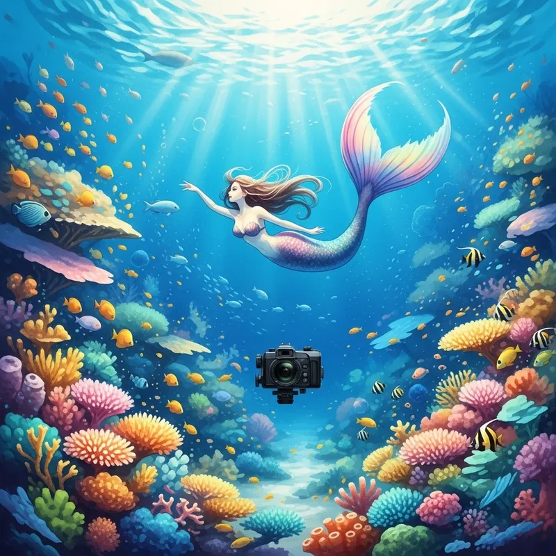 Immersive Underwater Mermaid Experience with Colorful Coral Reefs