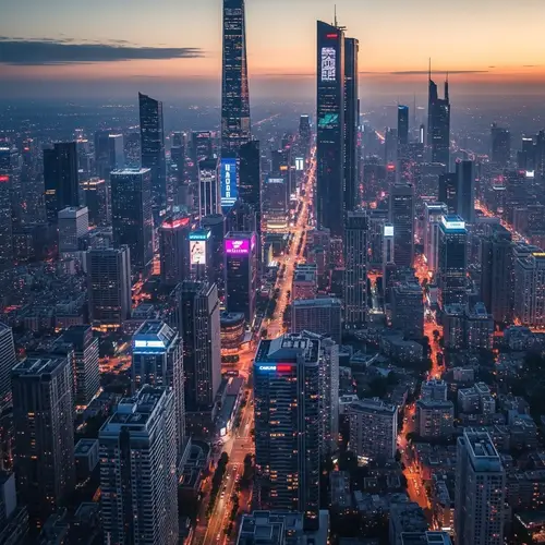 Futuristic Cyberpunk Cityscape at Dusk | Urban Skyline View