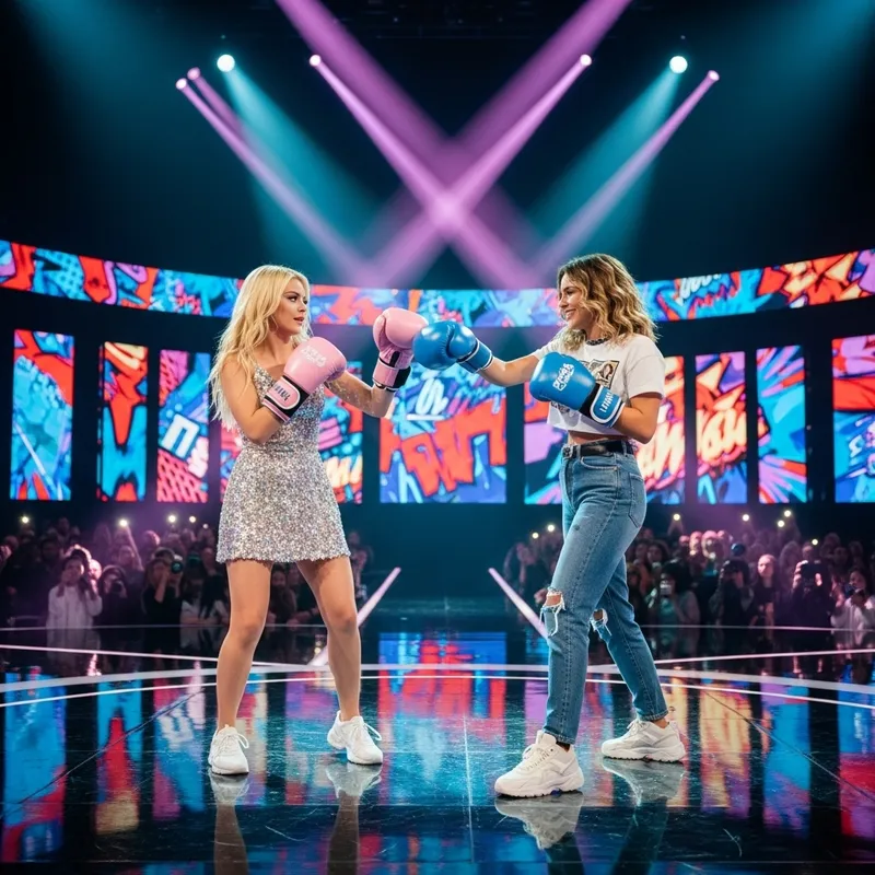 Taylor Swift Playfully Boxing with Taylor Swift