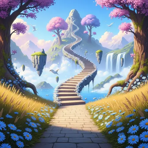 Unique Turn: Spiral Staircase in Dreamy Sky