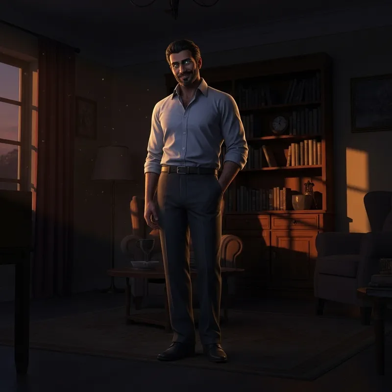 Hyperrealistic Middle-Eastern Man in Dusk Scene