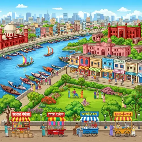 Idyllic Dhaka City: Landmarks, Local Businesses & Architecture