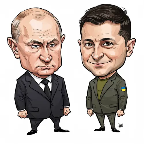 Putin and Zelensky Caricature Art