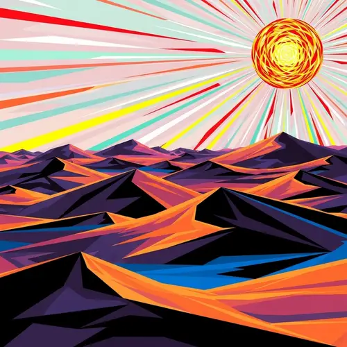 Abstract Desert Landscape Art - Vibrant Shapes & Colors