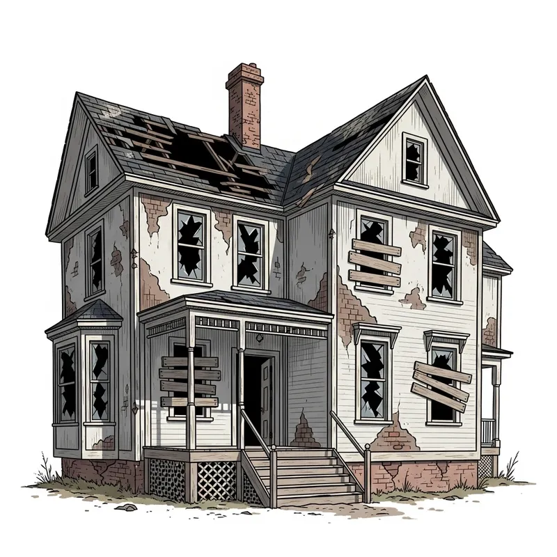 Haunting Image of an Abandoned, Deteriorating House Haunting Image of an Abandoned, Deteriorating House