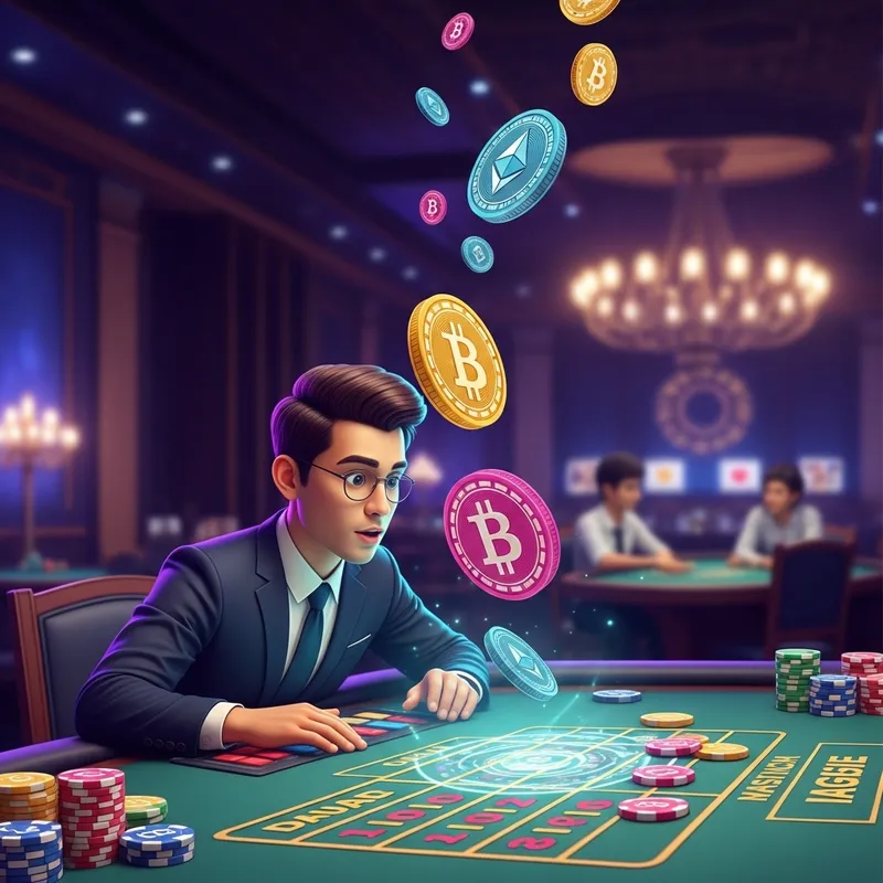 Whimsical Crypto Casino: Vibrant Game with Digital Avatar