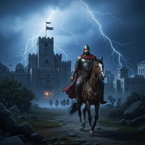 General Kael: Victorious Warrior Riding Alone in the Night