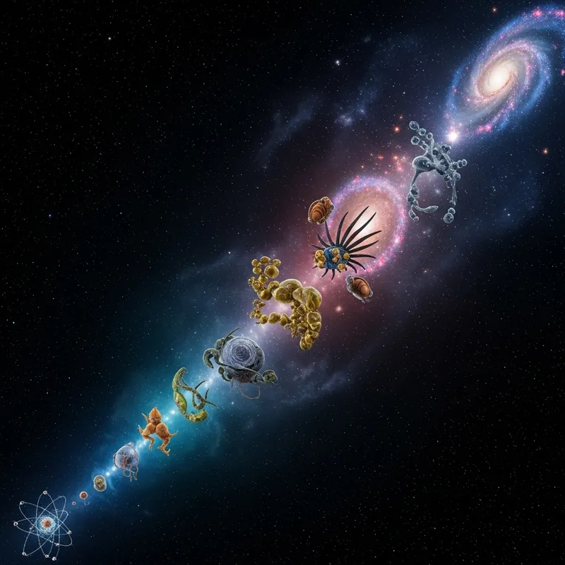 Evolution of Life: From Atom to Cosmic Heavens