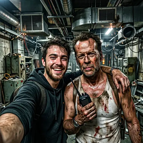 Epic Selfie with John McClane in Nakatomi Plaza