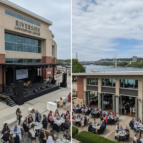 Riverside Event Space with Stage | Convention Center Dining