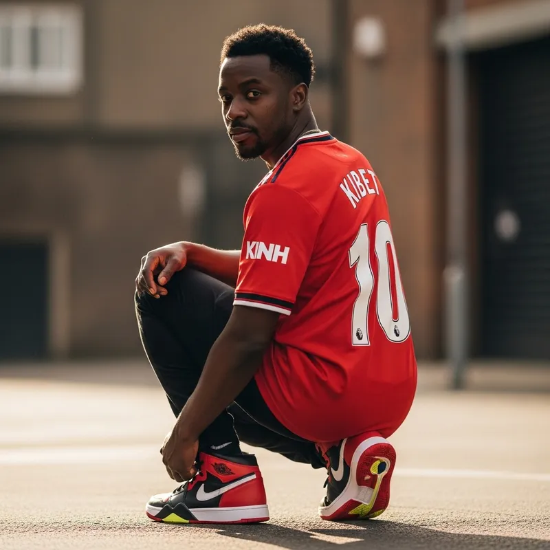 Stylish African Man in Manchester United T-shirt | Kibet & Jordan Shoes