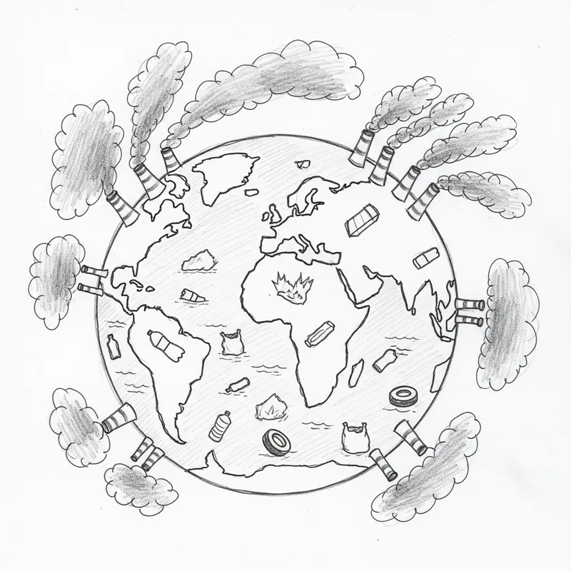World Pollution Sketch for Environmental Degradation World Pollution Sketch for Environmental Degradation