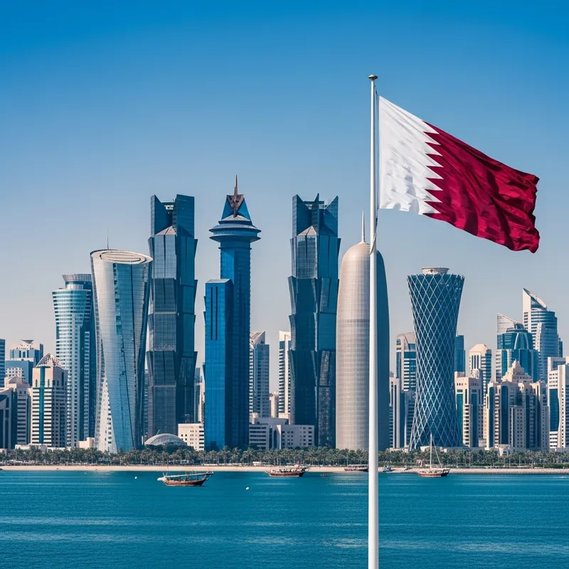 Qatar Crisis 2017: Doha Skyline & National Flag