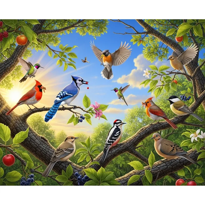 Stunning Birds perched on Tree Branches