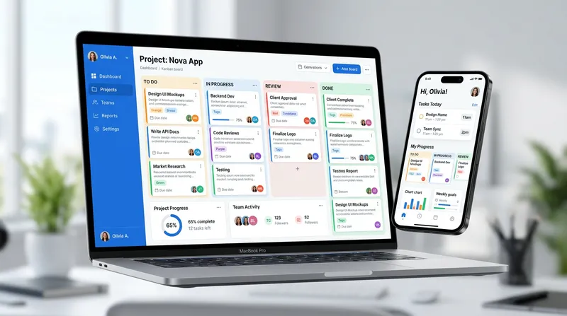 Modern Task Management App Dashboard Mockup