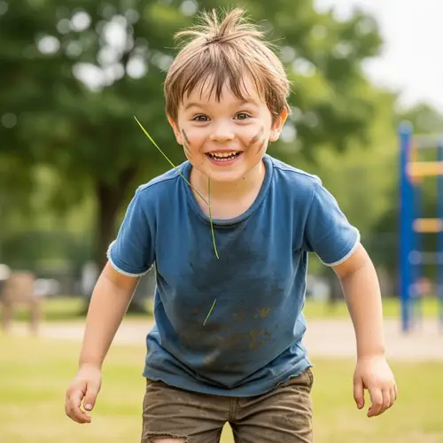 Capturing the Pure Joy of Childhood Play | 6-Year-Old in Worn Attire
