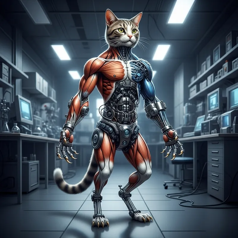 Bionik Cat with Human Anatomy | Futuristic Feline Machine