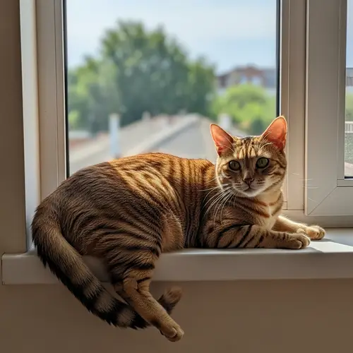 Majestic Tortoiseshell Cat Lounging in Sunlight