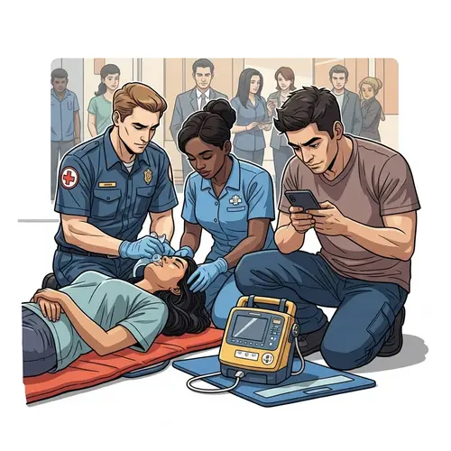 Urgent First Aid Scene in a Public Place