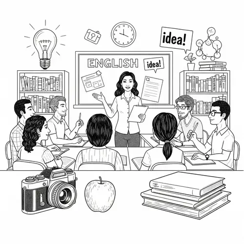 Diverse English Learning Scene with Passionate Latina Teacher