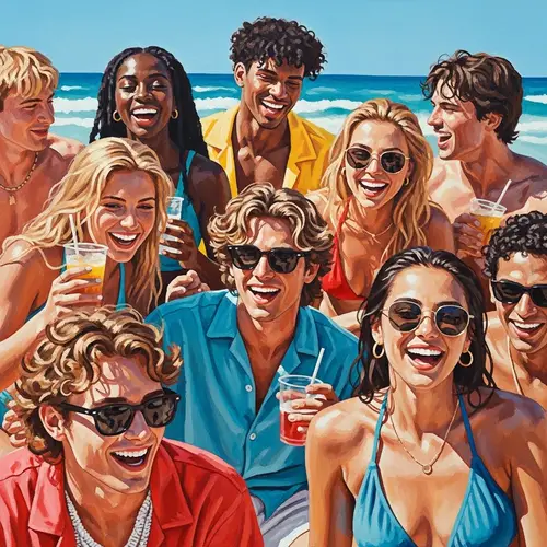 Youthful Beach Party: Vibrant Moments of Joy and Playfulness