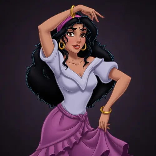 Mesmerizing Gypsy Dancer Character with Brown Eyes and Curly Hair