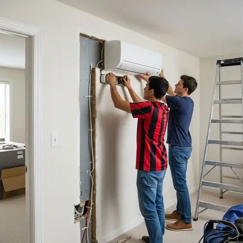 Realistic Home Improvement Project in Apartment for Air Conditioning Installation