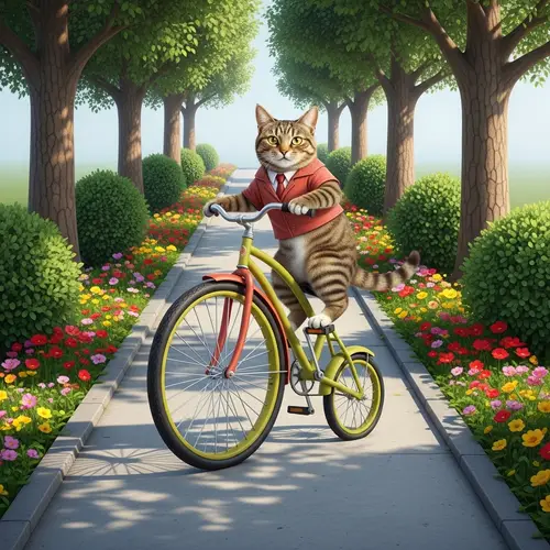 Cat Riding Bicycle | Skilled Feline Cyclist