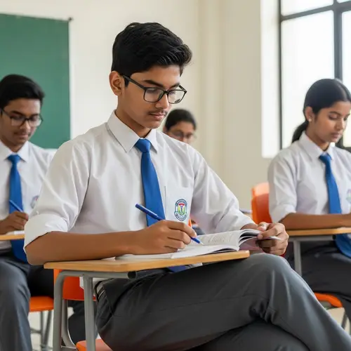 South Asian Teenager Studying in Classroom