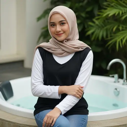 Indonesian Woman in Stylish Hijab by Serene Jacuzzi